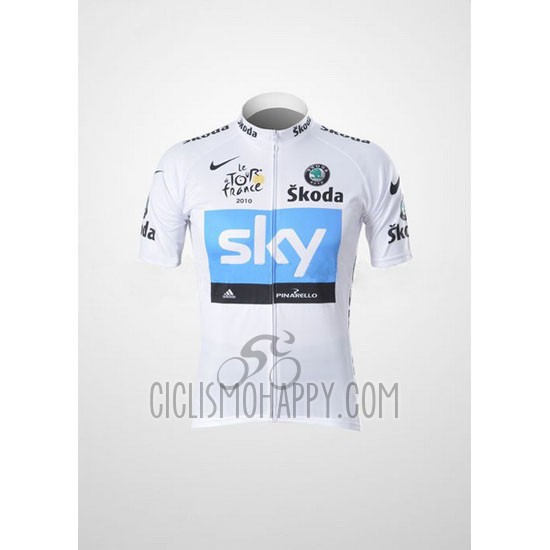 Sky Lider Cycling Jersey Bib Short 2011 Men Short Sleeve White and Sky Blue